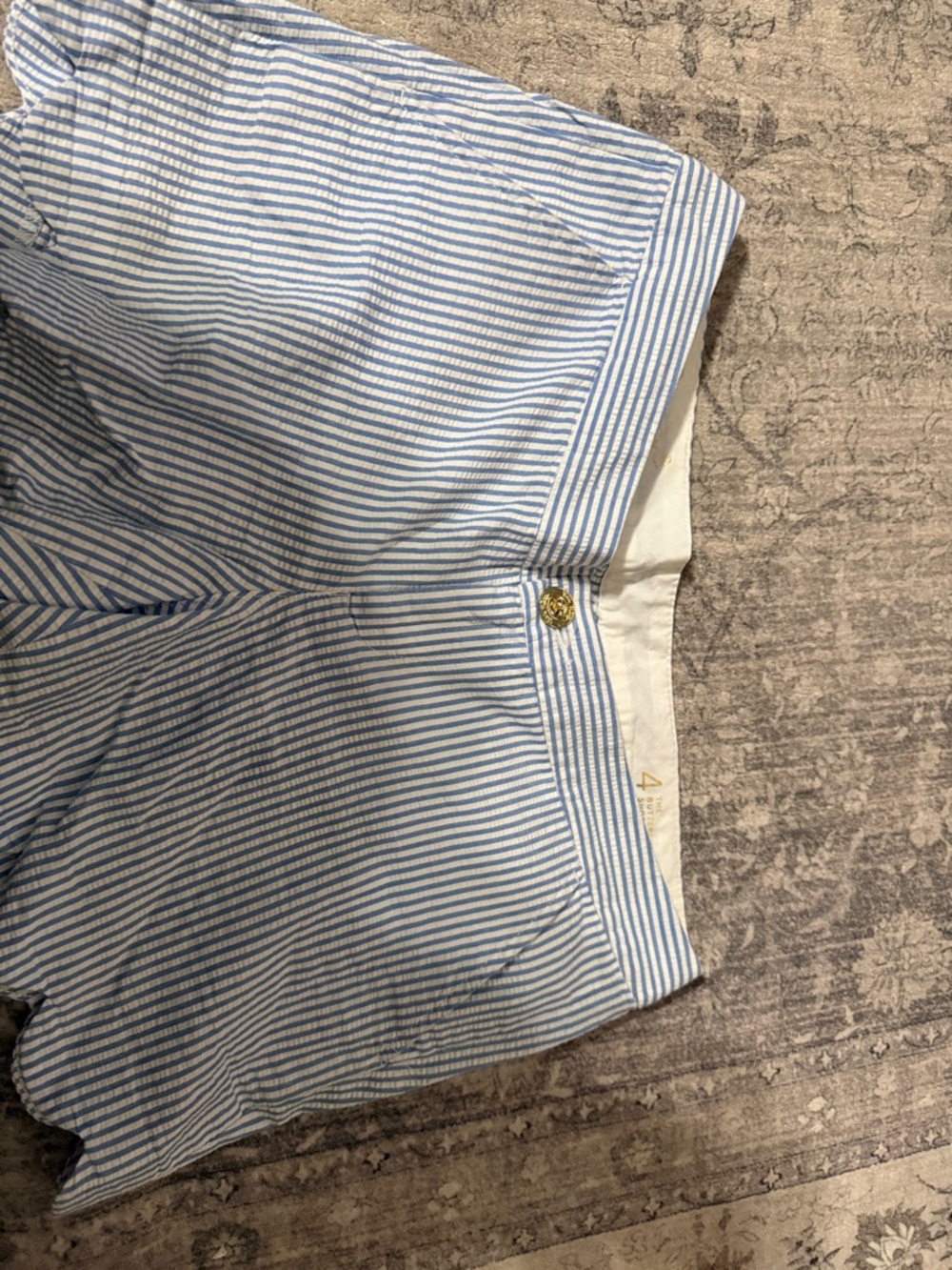 Lilly Pulitzer Blue and White Striped Seersucker Shorts